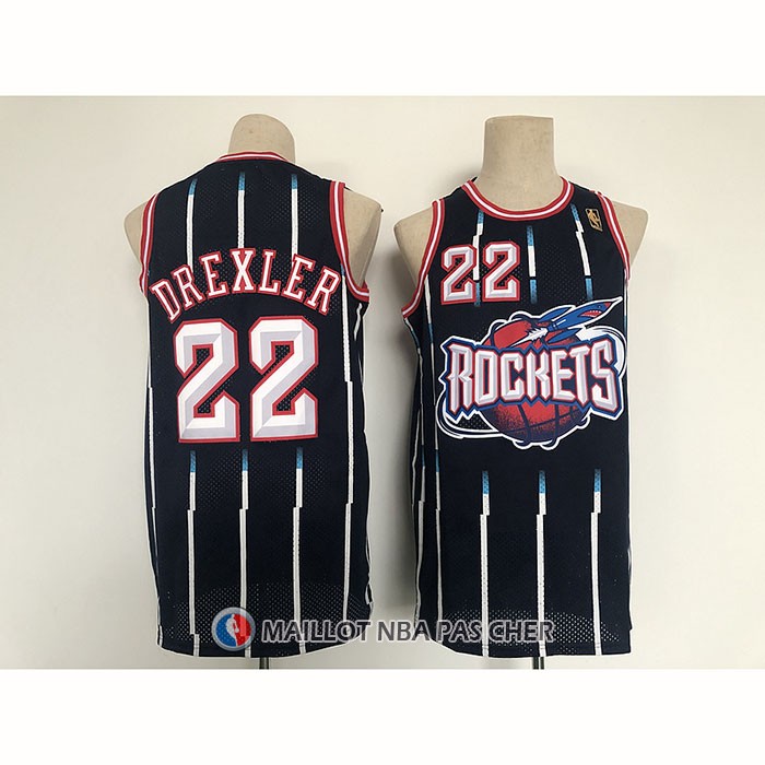 Maillot Houston Rockets Clyde Drexler NO 22 Mitchell & Ness 1996-97 Bleu